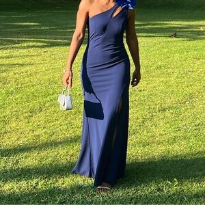 Beautiful one shoulder navy blue Dress